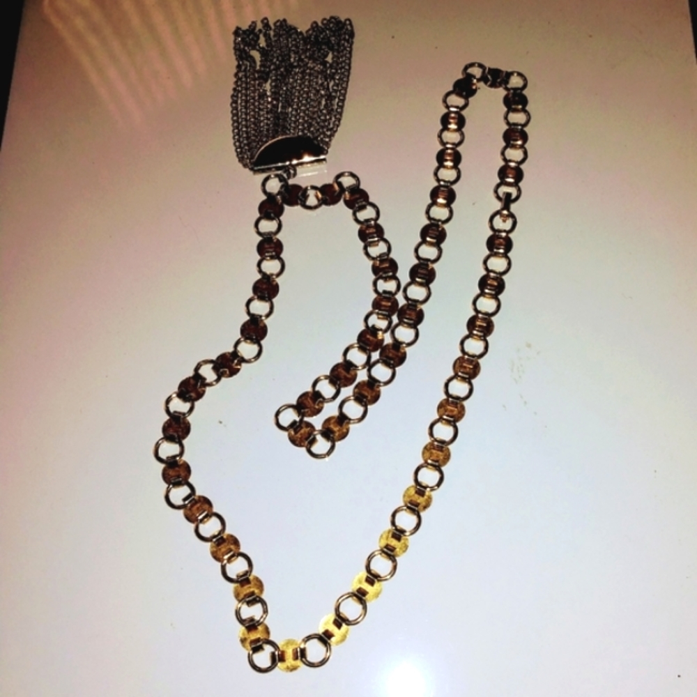 Vtg. Statement Goldtone Tassel Necklace - Picture 5 of 7